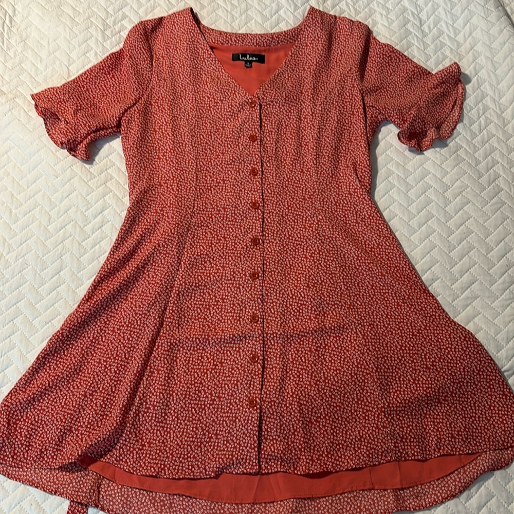 Lulus Castana Rust Red Print Button Up Dress - image 2